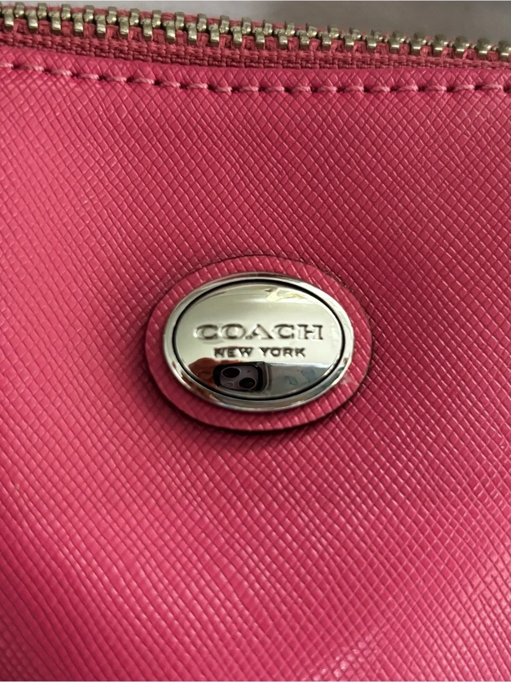 COACH Peyton Cora Domed Satchel in Pink Saffiano Leather